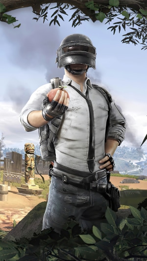 PUBG Mobile character holding a grenade
