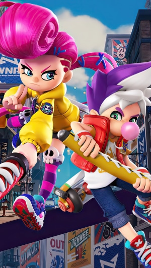 Ninjala characters with pink and purple hair
