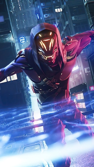 Ghostrunner in a futuristic city