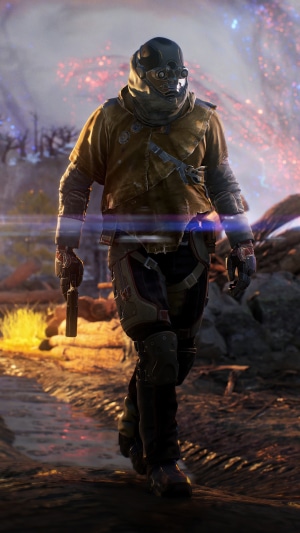 Outriders character in a desolate landscape