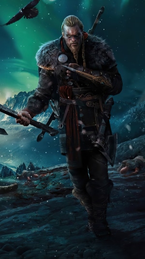 Eivor from Assassin's Creed Valhalla with axes