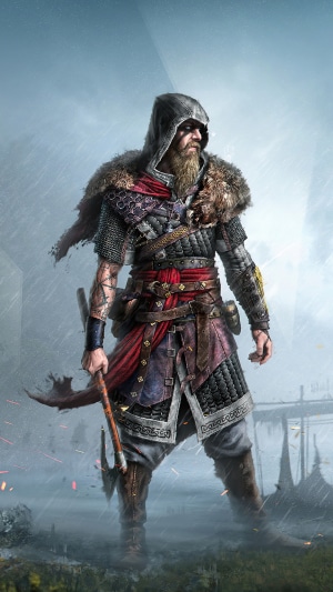 Eivor from Assassin's Creed Valhalla holding an axe