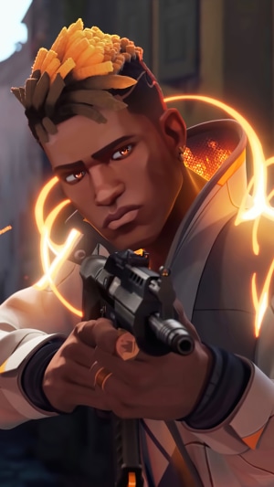 Phoenix from Valorant holding a gun