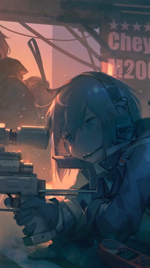 M200 from Girls Frontline aiming a sniper rifle
