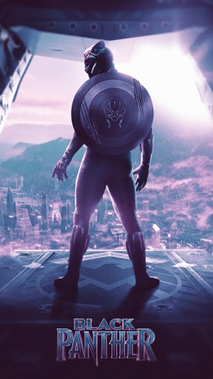 Black Panther with Shield in Wakanda