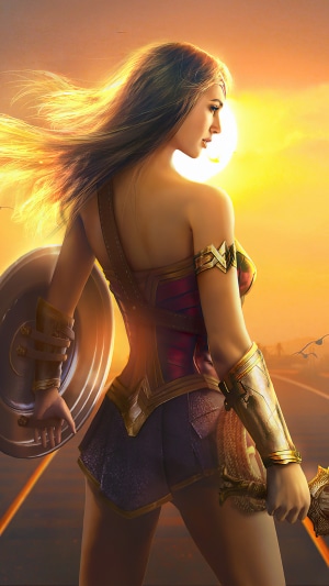 Wonder Woman from DC Comics with sword and shield