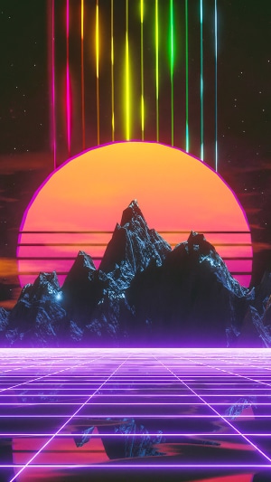 Retrowave, Synthwave, Grid, Mountains, Landscape HD Phone Wallpaper ...