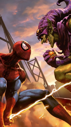 Spider-Man and Green Goblin fighting