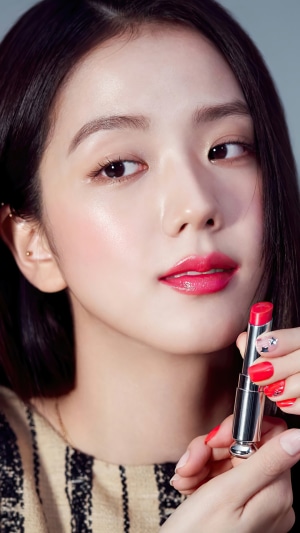 Jisoo from BLACKPINK holding lipstick