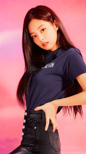 Jennie from BLACKPINK posing in Calvin Klein outfit