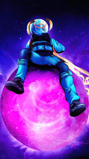 Astro Jack from Fortnite sitting on a planet