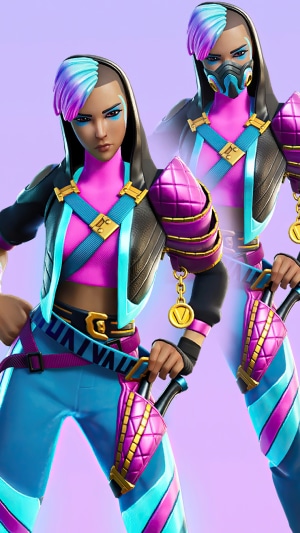 Fortnite Character with Pink and Blue Hair