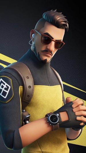 Fortnite character with sunglasses and watch