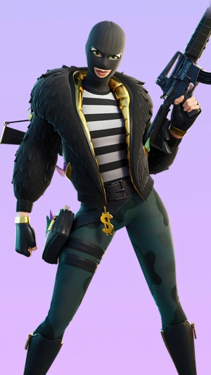 Fortnite character with ski mask and rifle