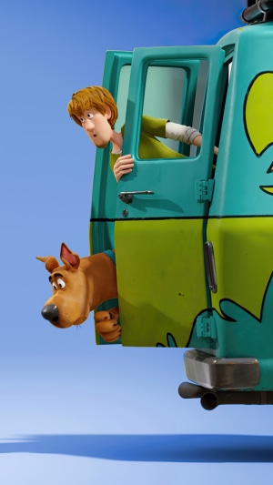 Shaggy and Scooby-Doo from Scoob! in the Mystery Machine