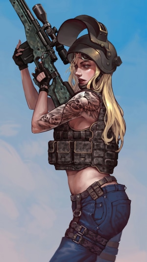 Girl with sniper rifle from PUBG