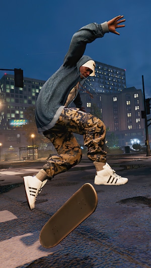 Skateboarder performing a trick in Tony Hawk's Pro Skater 1 + 2