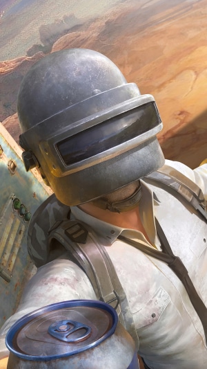Player from PUBG Mobile wearing a helmet