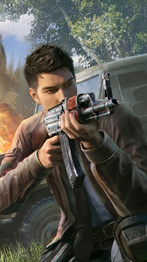 Man holding assault rifle in PUBG