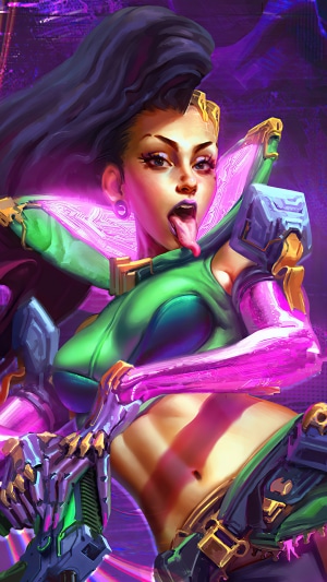 Sombra from Overwatch in Cyberpunk style