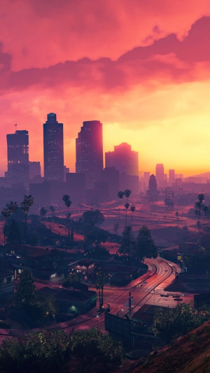 Grand Theft Auto V Cityscape at Sunset