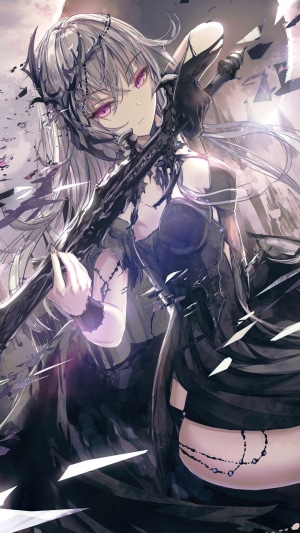 Anime girl with sword and dark armor
