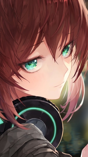 Anime girl with headphones