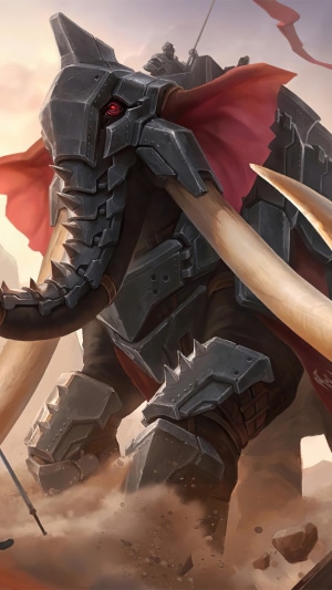 Armored war elephant with rider from Legends of Runeterra
