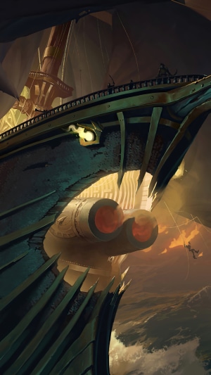 Ship with cannons in Legends of Runeterra