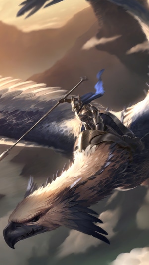 Knight riding a griffin in Legends of Runeterra