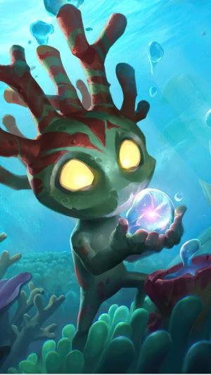 Fizz from Legends of Runeterra holding a glowing orb