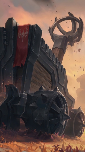 Siege weapon with red banner in Legends of Runeterra