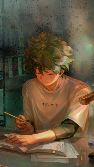 Izuku Midoriya Studying in Rain