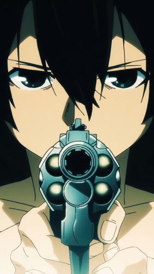 Shuichi Kagaya from Gleipnir holding a pistol