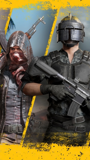 Two PUBG characters with guns