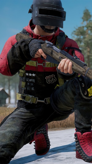 Player in PUBG holding a rifle