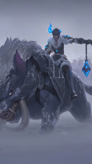 Sejuani from League of Legends riding a boar