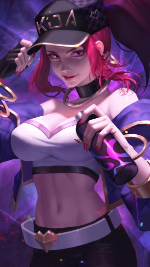 Akali from League of Legends holding a spray can
