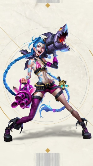 Jinx from League of Legends with weapons