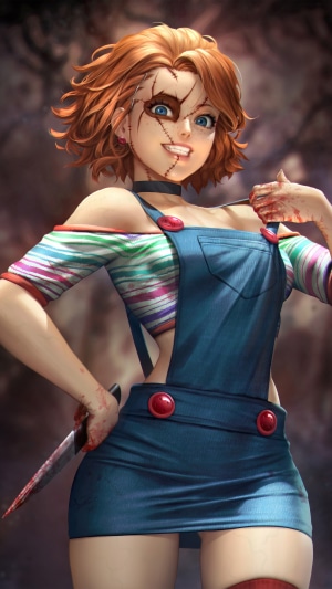 Chucky Inspired Girl with Knife Artwork
