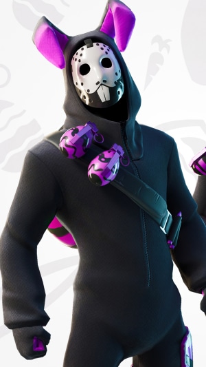 Fortnite character with bunny ears and mask