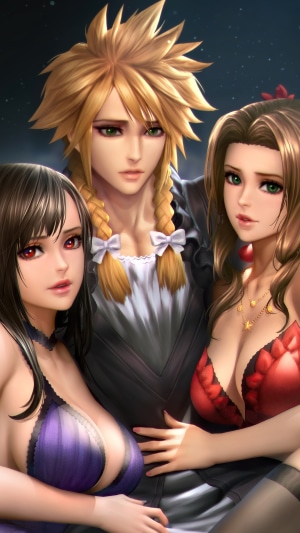 Cloud Strife, Tifa Lockhart, and Aerith Gainsborough from Final Fantasy VII Remake