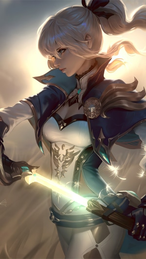 Fantasy warrior girl with light sword