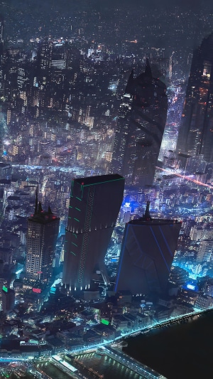 Cyberpunk Night City Hologram 4K Wallpaper iPhone HD Phone #890h