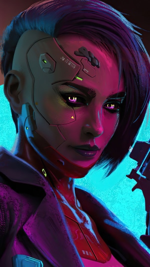 Cyberpunk Girl with Pistol