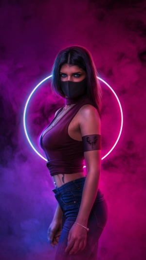 Digital art of a masked woman