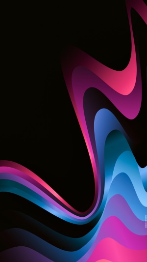 Abstract digital art with flowing colorful waves on black