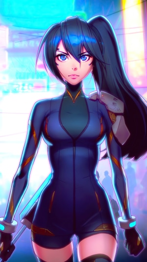Anime girl in a futuristic suit