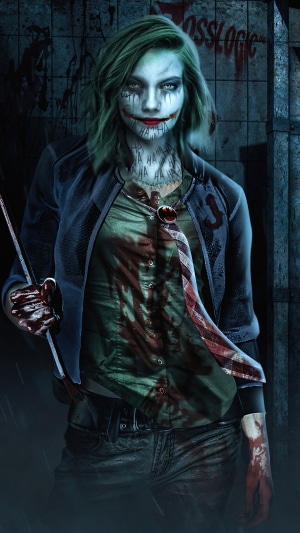 Joker artwork with blood splatters