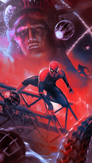 Spider-Man from Spider-Man: No Way Home with Statue of Liberty